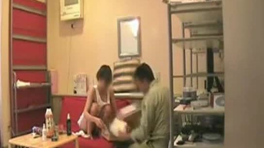 Asian Girl Flashing A Worker At He Home