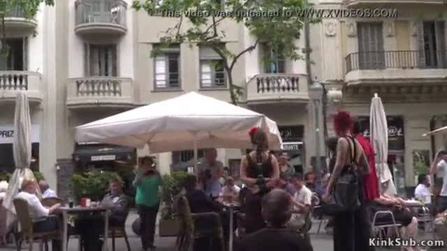 Lezdom in public for spanish hottie