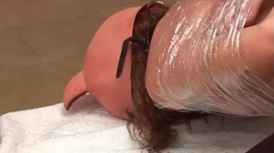 Totally helpless girl tied in plastic